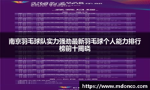 南京羽毛球队实力强劲最新羽毛球个人能力排行榜前十揭晓